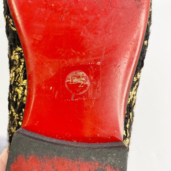 PIERGITAR Black Velvet Metallic Gold Pattern Slip On Girl's Shoes - Picture 11 of 15